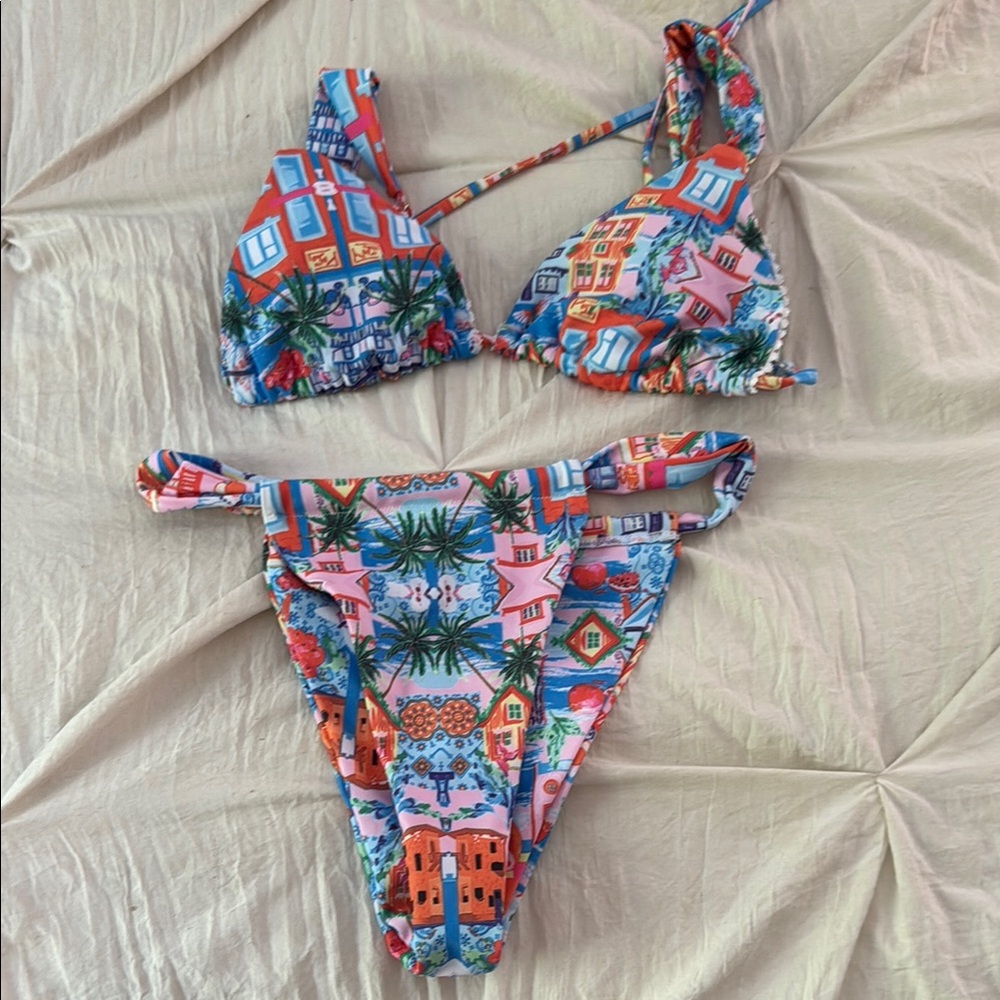 SHEIN Multicolor Tropical Print Bikini
